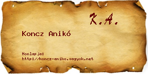 Koncz Anikó névjegykártya